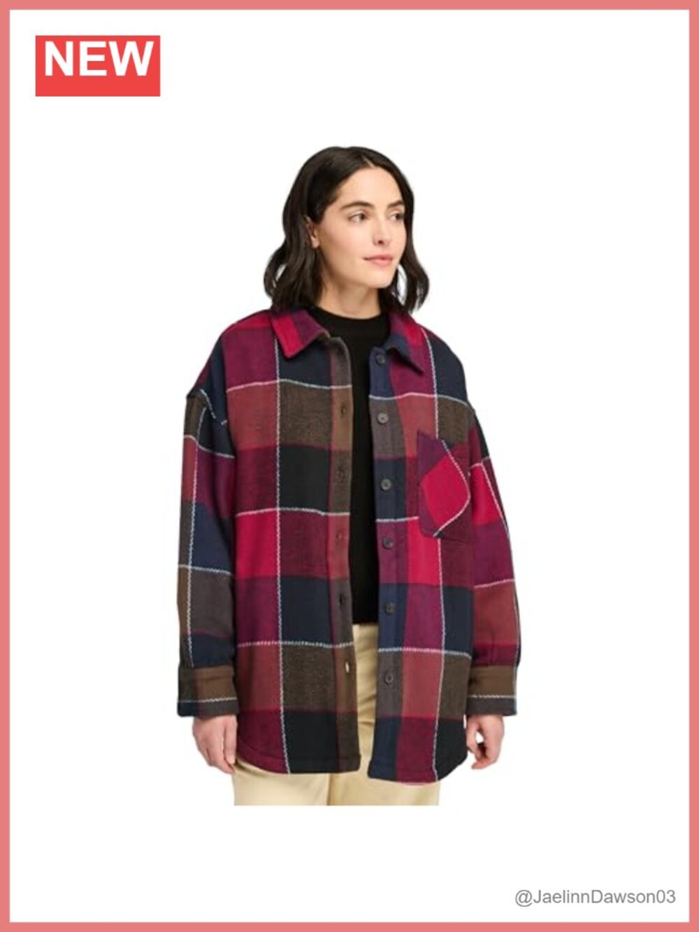 Oversized Organic Cotton Heavy Flannel Long Overshirt Plaid Button Down